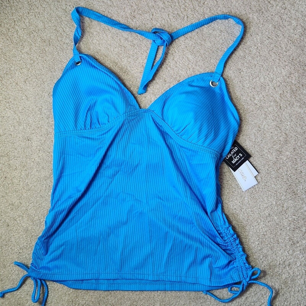 Salt + Cove Bright Blue Ribbed Tankini Top